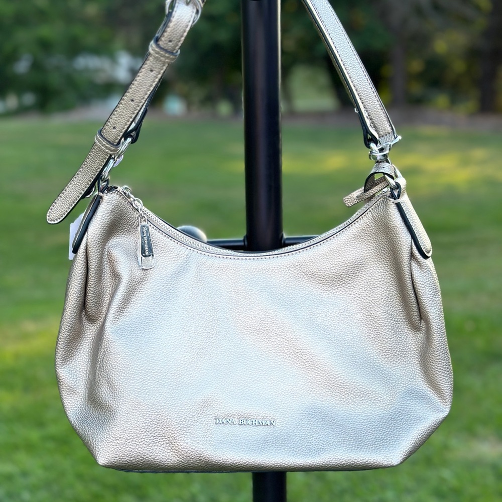 Dana Buchman metallic Cream Shoulder Bag